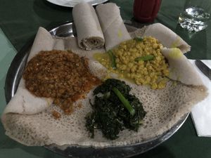 Split peas and lentils on injenja (sp?) at Spices and Herbs Restaurant in Arusha