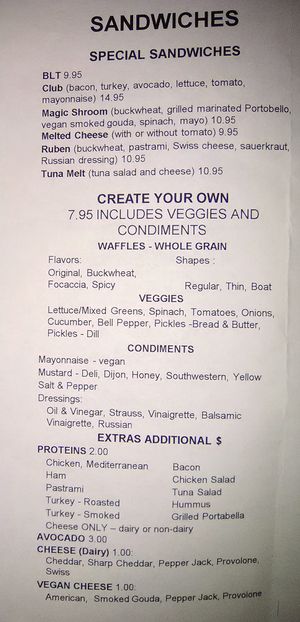 Sandwich Menu at Boba Nosh in Novato