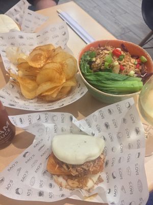 Tofu Bao, Tofu Rice Bowl & Mandioca Cajun Chips at Bao's in Porto