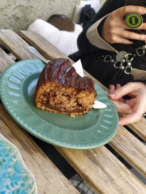 Chocolate and Nutella cake with hazelnuts at O Porto dos Gatos in Porto