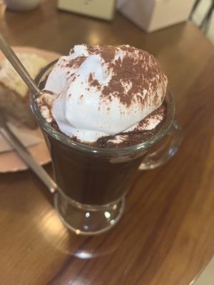 Hot chocolate (amazing)  at O Porto dos Gatos in Porto