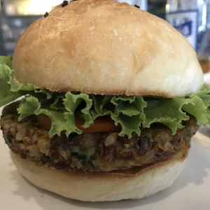 Vegan burger at KRI in Dumaguete