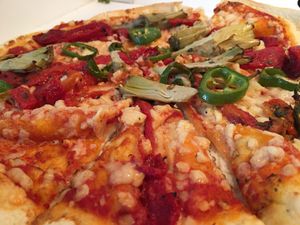 Artichoke, pepper and chilli pizza  at Sorella Sorella in Gateshead