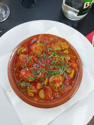 The vegan tajine (with a side of couscous not pictured here) with soy balls. at Le Cul de Poule in Avignon