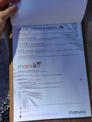 Menu at Manuka - Plaza del Mar in Marbella