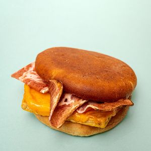 bacon breakfast sandwich at Cafe Red in Seattle