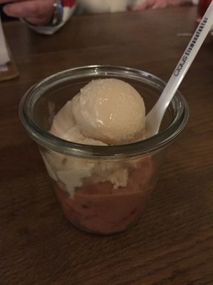 plum Streusel and Peanut crunch icecream  at Claus Eismanufaktur & Deli in Stuttgart