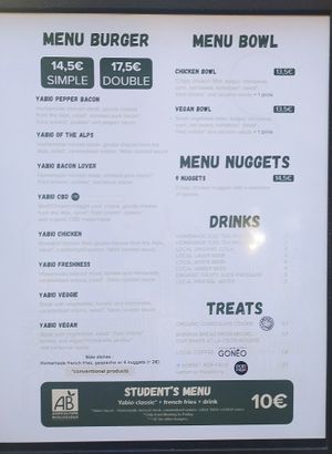 Menu at Yabio - Bellecour in Lyon