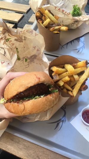 Vegan burger and chips at Yabio - Rue du Garet in Lyon