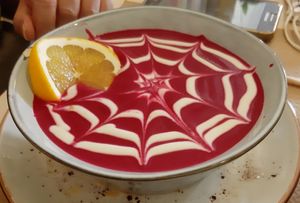 Crema de remolacha y naranja (Halloween) at Veggie Penguin in Tenerife