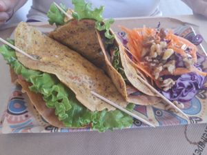 Crepe con berenjena acompañados de ensalada at Veggie Penguin in Tenerife