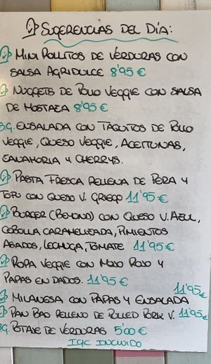 Specials as of July 2022  at Veggie Penguin in Tenerife