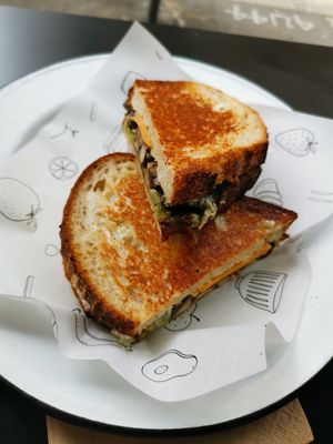 Delicious mushroom toastie at Shift Eatery in Surry Hills