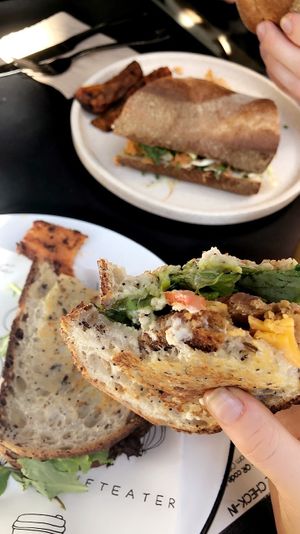 the “join the club” sandwhich which had ‘schnitzel’ and ‘turkey’ slices and the far image was their ‘buffalo’ sandwhich which was slightly spicy jackfruit. Absolute at Shift Eatery in Surry Hills