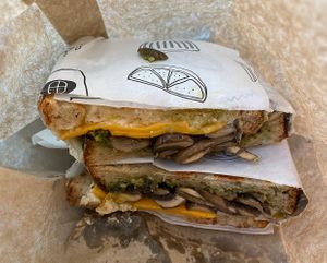 Mushroom toastie at Shift Eatery in Surry Hills