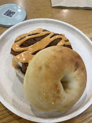 Bacon and egg bagel  at Shift Eatery in Surry Hills
