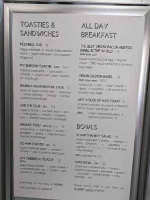 Food menu at Shift Eatery in Surry Hills