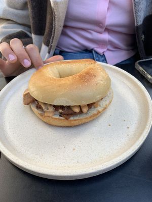 Bacon & Egg bagel  at Shift Eatery in Surry Hills
