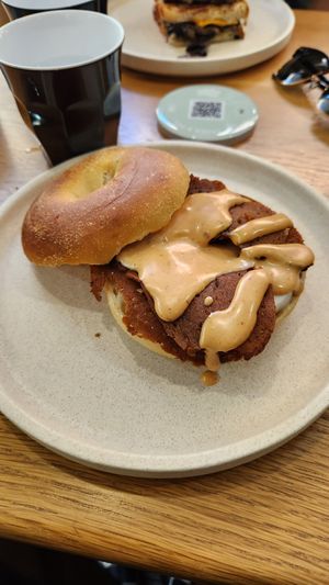 Vegan egg Bagel at Shift Eatery in Surry Hills