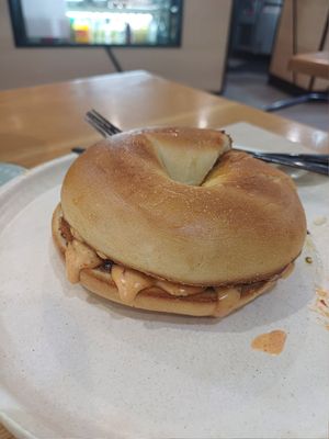 The best vegan bacon and egg bagel in the world at Shift Eatery in Surry Hills