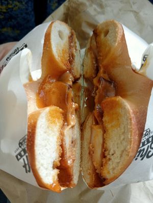 Bacon and egg roll at Shift Eatery in Surry Hills