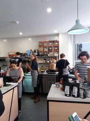 View of open kitchen at Shift Eatery in Surry Hills