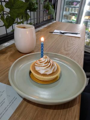 Lemon tart and dirty chai at Shift Eatery in Surry Hills