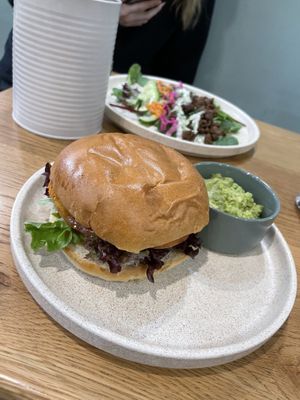 Chickun sandwich with avocado side   at Shift Eatery in Surry Hills