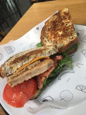 Awesome schnitzel sandwich  at Shift Eatery in Surry Hills