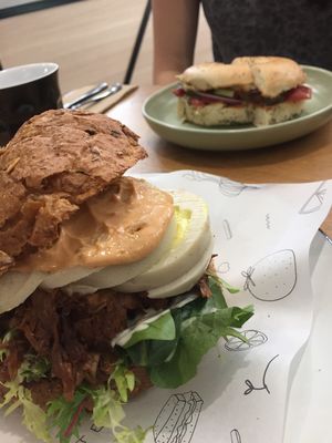 Closer: ‘Egg and Bacon’ Roll, Far: ‘Salmon’ Bagel. Soooo Good at Shift Eatery in Surry Hills