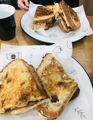 Ruben + cheese toastie with bacon and pineapple  at Shift Eatery in Surry Hills