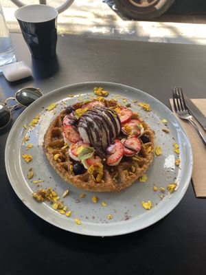 Chia waffles  at Shift Eatery in Surry Hills