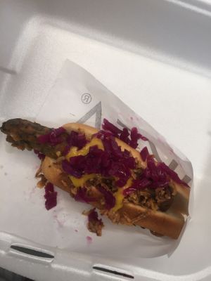 vegan hot dog at IKEA in Warsaw