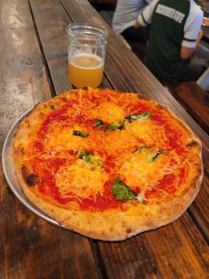 Vegan Margherita Pizza with Hazy IPA at Federalist Public House in Sacramento