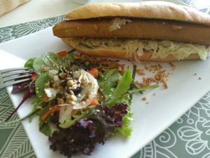 Vegan Frankfurter (with some delicious sauerkraut!) at Kuki's in Viella