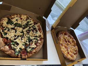 Vegan cheese and vegan pepperoni (left) at Panago Pizza in Canmore