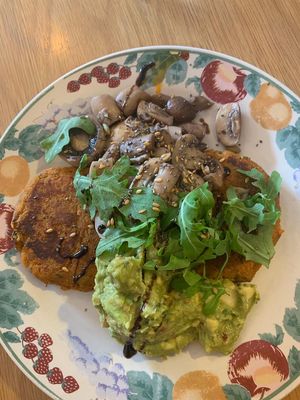 Sweet potato bread and avocado with extra mushrooms  at The Wilds in North London