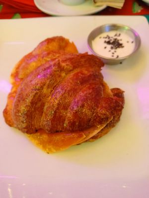 Croissant with jamón 🌱 #Veganuary at Freedom Cakes Bakery in Madrid