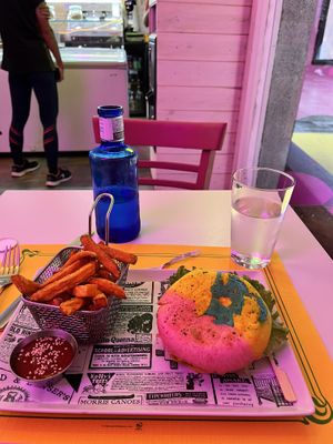 Chicken Burger and fries   at Freedom Cakes Bakery in Madrid