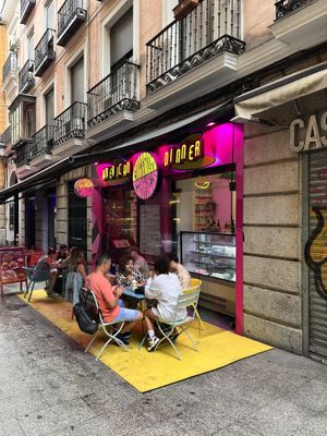 Outdoor seating   at Freedom Cakes Bakery in Madrid