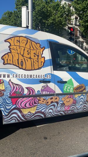 Deliver Van at Freedom Cakes Bakery in Madrid