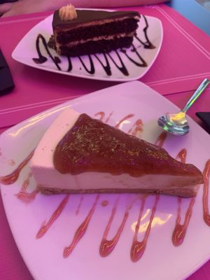 Peanut butter and chocolate cake and strawberry cheesecake   at Freedom Cakes Bakery in Madrid