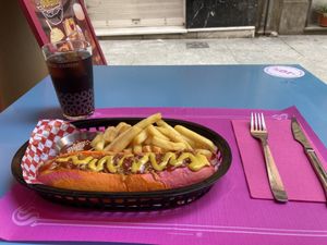 XL hot dog with fries   at Freedom Cakes Bakery in Madrid