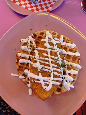 Chicken waffles at Freedom Cakes Bakery in Madrid