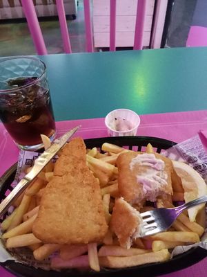 Fish and chips and ice cream at Freedom Cakes Bakery in Madrid