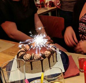 Birthday cake at Freedom Cakes Bakery in Madrid