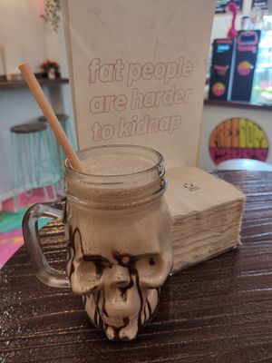 Chocolate milkshake at Freedom Cakes Bakery in Madrid