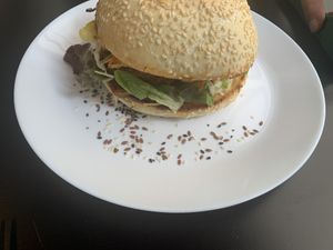 Vegan cheeseburger at Simple Green in Zagreb