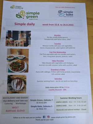 Daily menu. at Simple Green in Zagreb