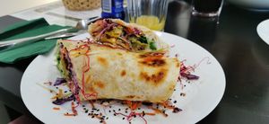 The falafel wasn't that nice. It doesn't really taste like a proper falafel but it was still tasty. The sauce is meant to be tzatziki but it's too runny and doesn't really taste li at Simple Green in Zagreb